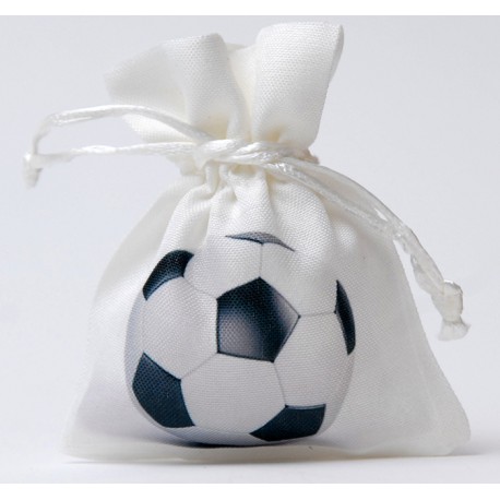 Sacchetto portaconfetti rasetto con tirante con stampa pallone da calcio