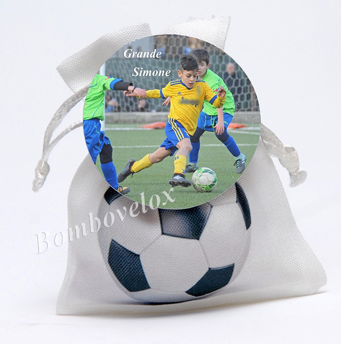 Sacchetto simbolo pallone con calamita da personalizzare tonda